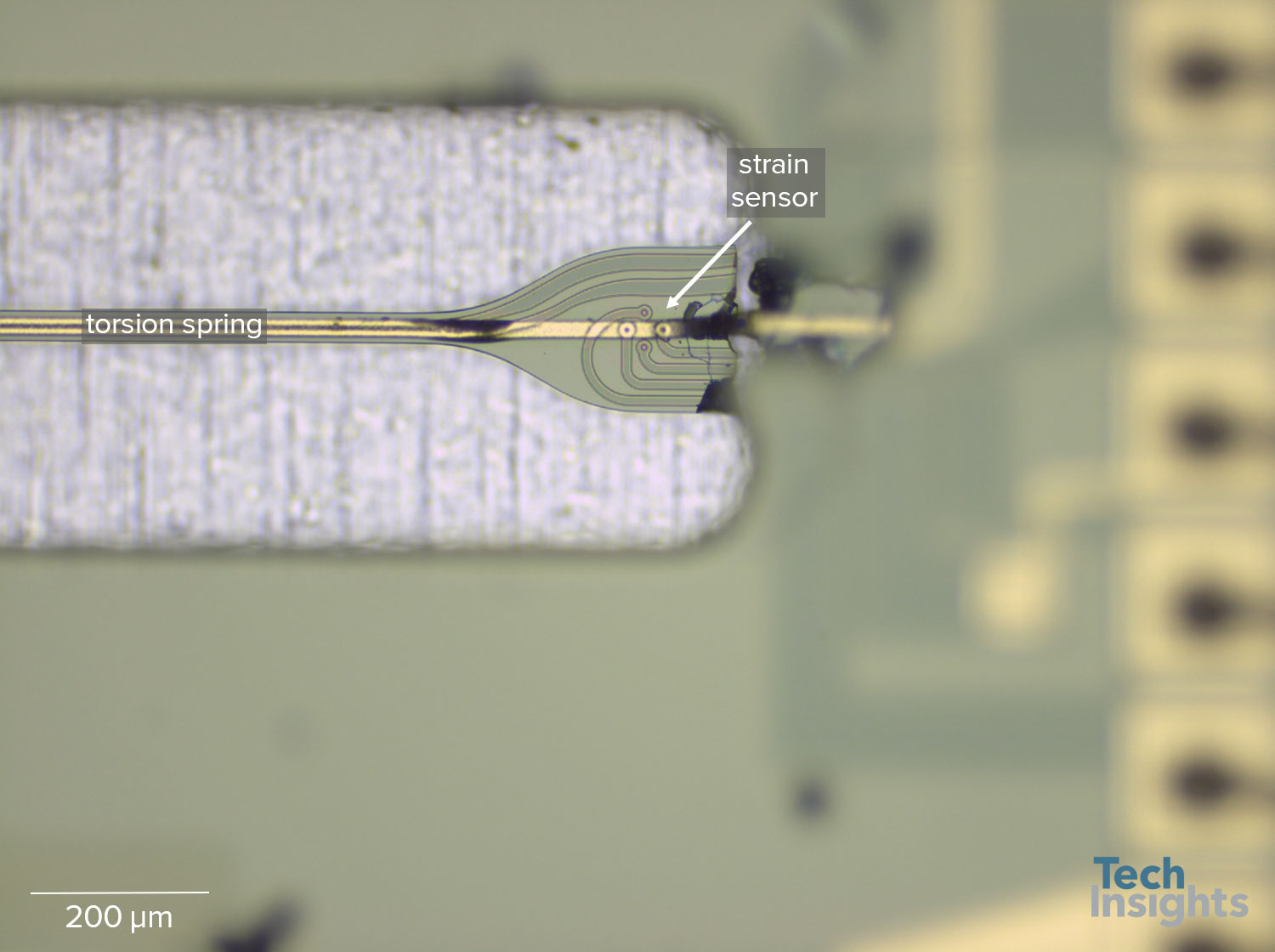 Figure 7: STMicroelectronics/MicroVision PM54A Outer Torsion Spring and Strain Sensor Detail